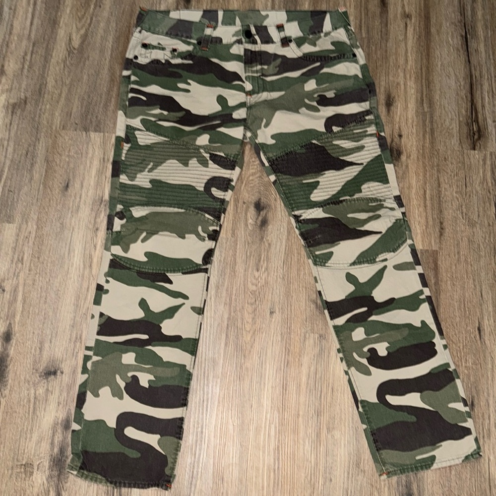 Men’s TRUE RELEGION Camouflage skinny moto Cargo Pants Size 40